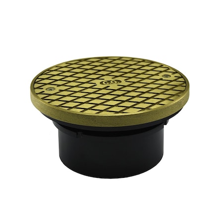 Jones Stephens 4in. ABS Hub Fit Base Cleanout with 3-1/2in. Plastic Spud and 5in. Polished Brass Cover with Ring C59205
